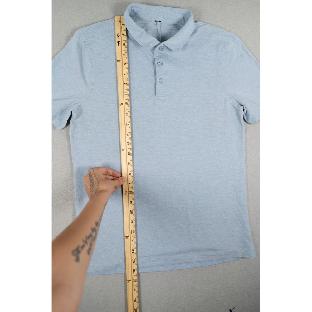 Lululemon Evolution Polo Shirt Mens Light Blue Heathered Short Sleeve Golf Top image 5